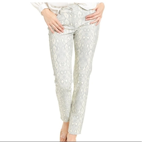 J. McLAUGHLIN Lexi Mid Rise Jeans Size 6 in Cream and Gray Print - Picture 1 of 13